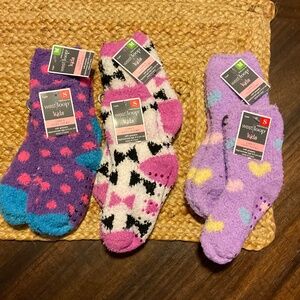 6 pair of Girl’s Cozy Socks - 3 medium/ 3 small